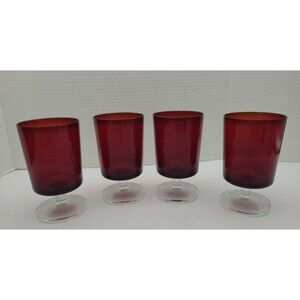 Lot 4 Luminarc Arcoroc Ruby Red Stemmed Goblets France